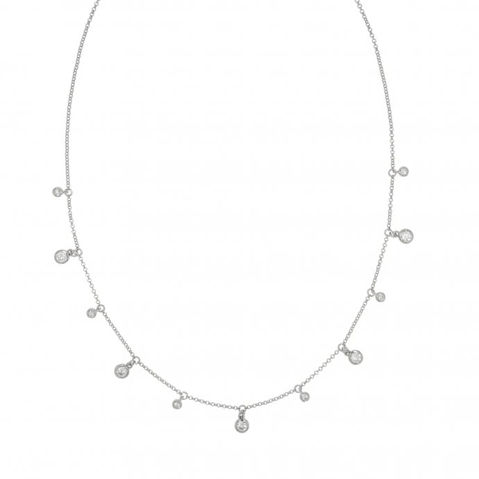 Halskette Silber 925 rhodiniert mit Zirkonia weiß