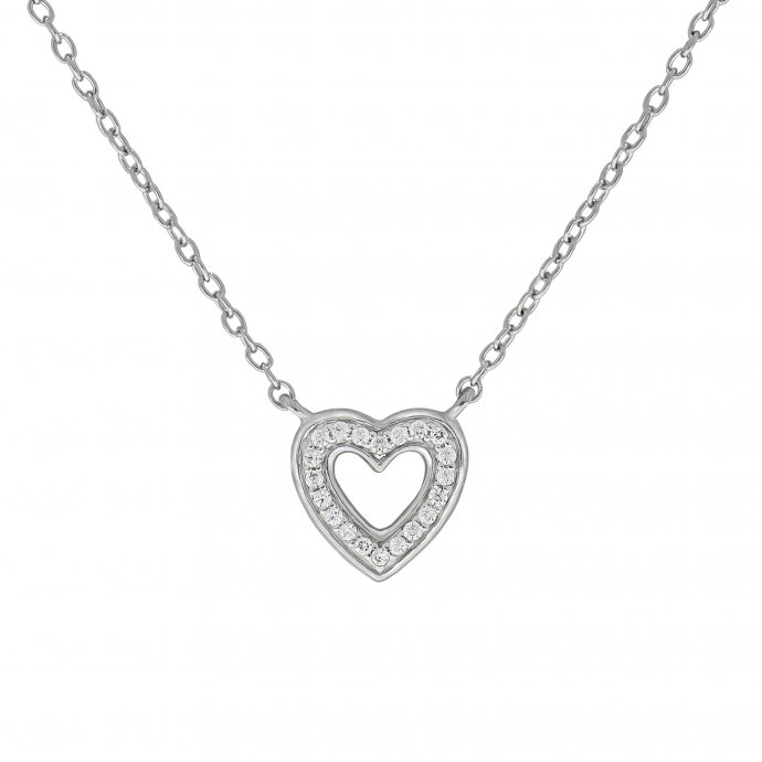 Halskette Silber 925 rhodiniert 42+5cm lang mit Herz-Motiv