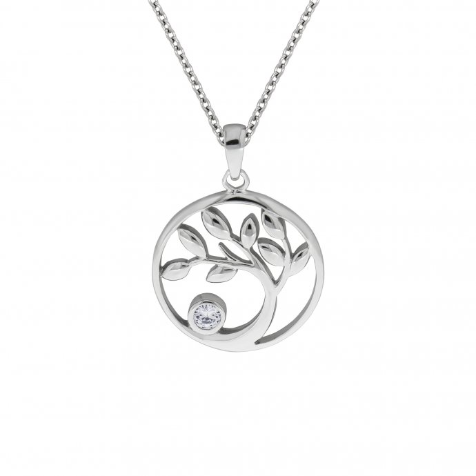 Anhänger mit Kette 925/- Sterling Silber rhodiniert Herz Zirkonia weiß