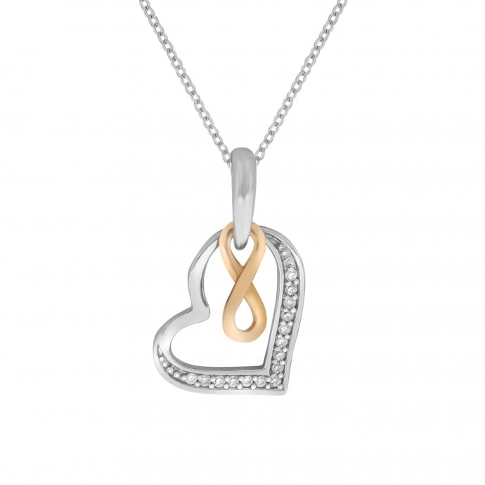 Halskette Silber 925 rhodiniert mit Herz- und Unendlichkeits-Motiv