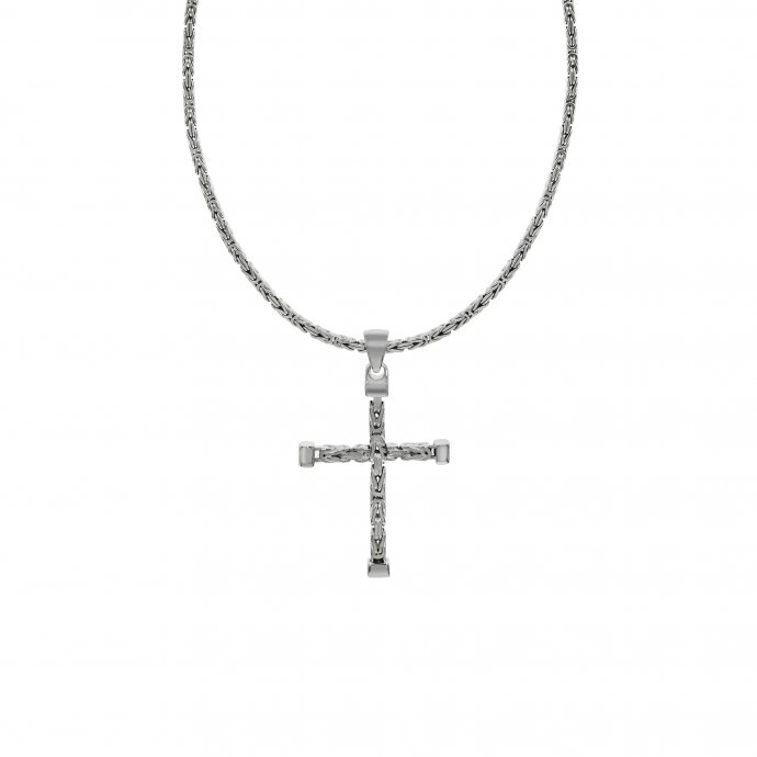 Halskette Silber 925 poliert mit Kreuz-Anhänger 55cm lang Königskette 2,2mm breit