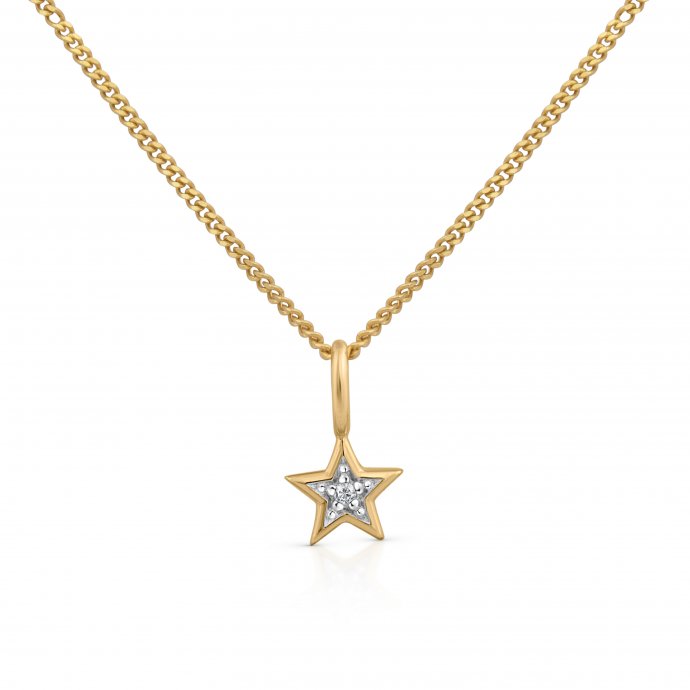 Halskette Gold 585 mit Stern-Motiv und Brillant 0,005ct.