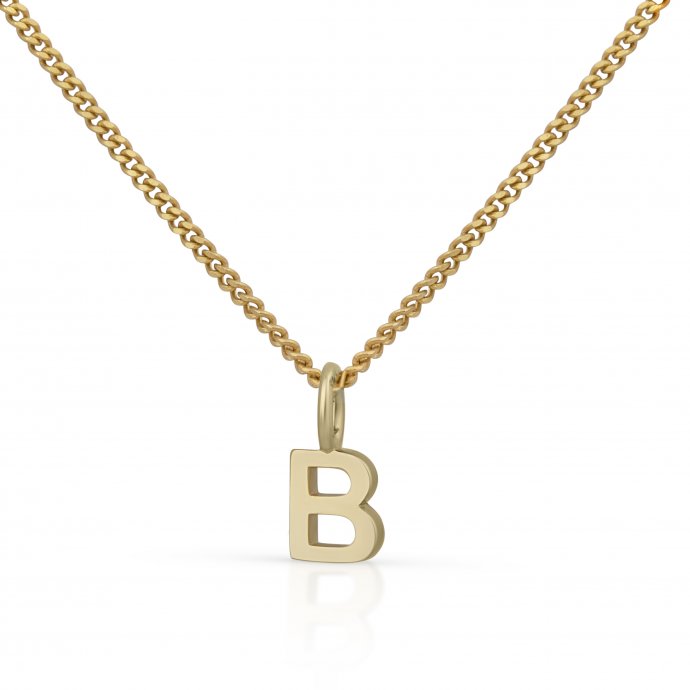 Halskette Gold 375 mit Anhänger 42/45cm lang Buchstabe B