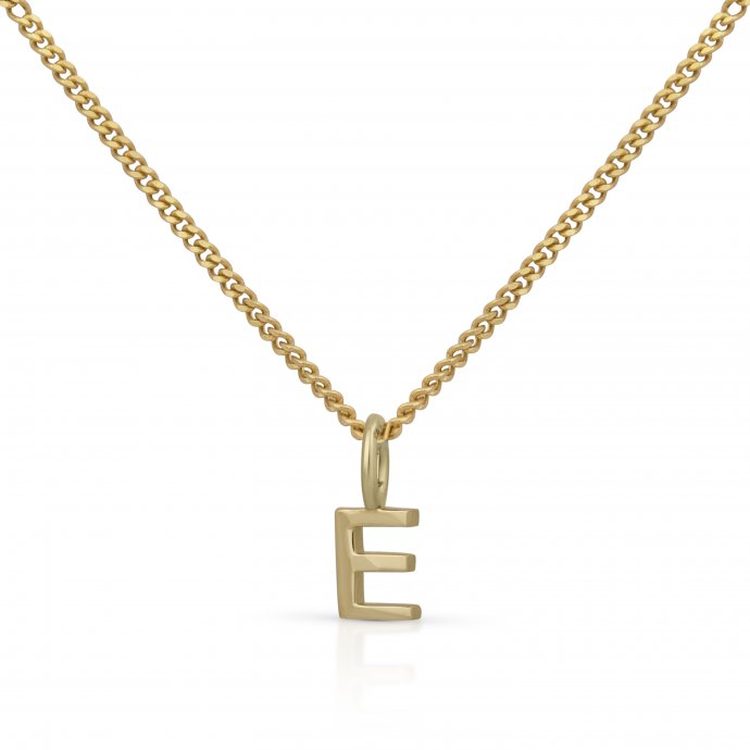 Halskette Gold 375 mit Anhänger 42/45cm lang Buchstabe E
