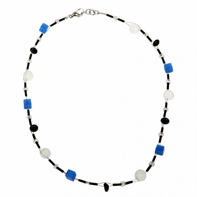 Collierkette Edelstahl Onyx Acryl Kristall