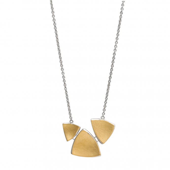 Halskette Silber 925 zweifarbig 42+3cm lang mit mattierter Oberfläche