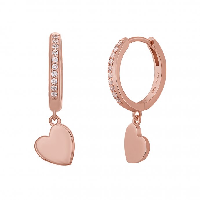 Creole 925 Sterling Silber rosé vergoldet Herz Zirkonia