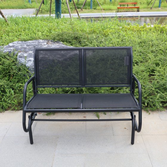 2-Sitzer Garten Schaukelbank, ca. 120 x 70 x 83 cm – Schwarz 