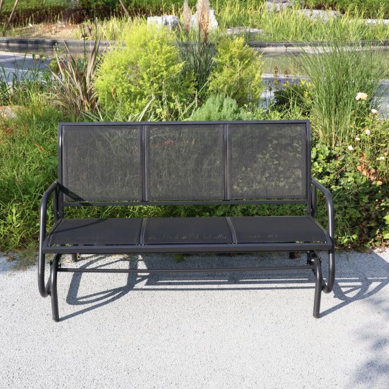 3-Sitzer Garten Schaukelbank, ca. 151 x 70 x 83 cm – Schwarz 