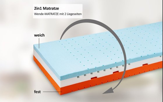 2 in 1 Wende Matratze Premium Cube  100 x 200 x 20 cm 