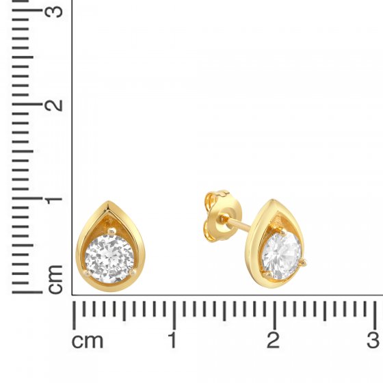 Ohrringe Silber 925 vergoldet Tropfen-Form mit Zirkonia weiß 