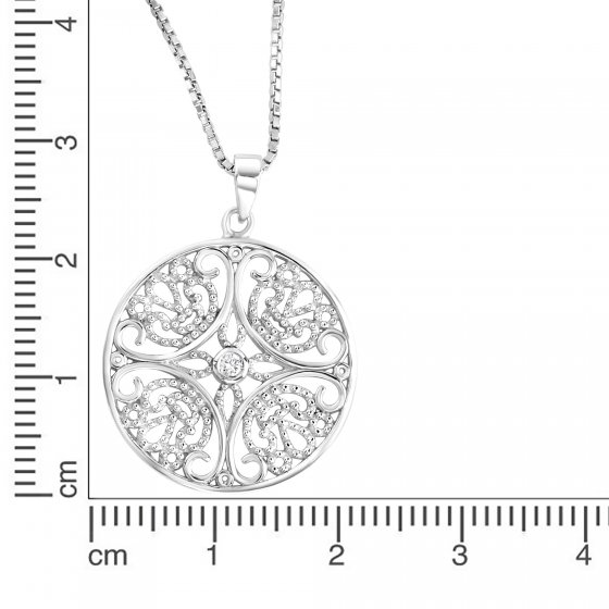 Halskette Silber 925 rhodiniert mit Zirkonia weiß 