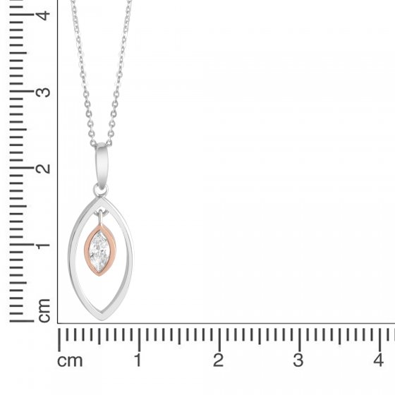 Anhänger mit Kette 925/- Sterling Silber rhodiniert zweifarbig Zirkonia 