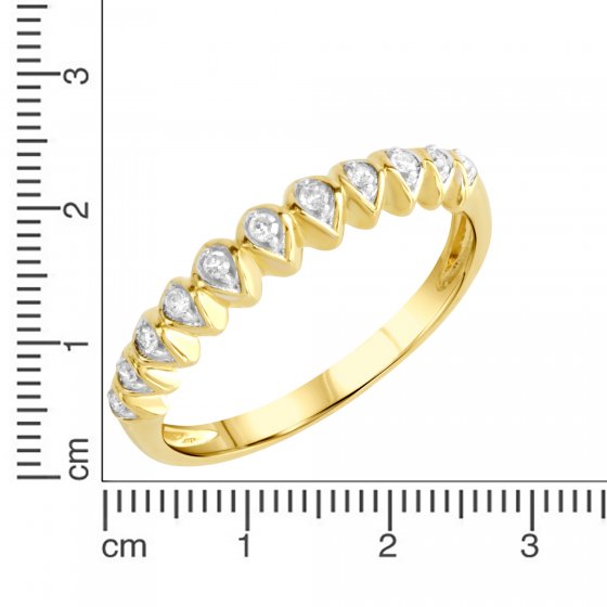 Ring Gold 375 zweifarbig mit 11x Diamant 0,10ct. 