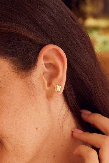 Ohrstecker 925 Sterling Silber gelb vergoldet Clover Kleeblatt 