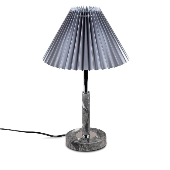 Tischlampe Grau Plissee Schirm 