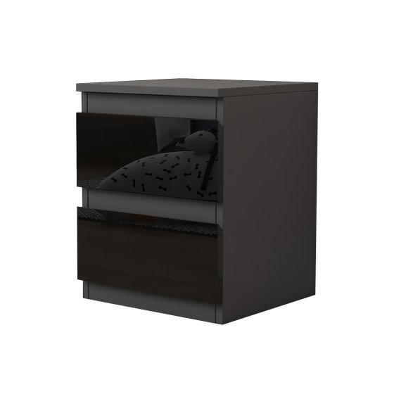 Nachtschrank Kenji Hochglanz Schwarz 