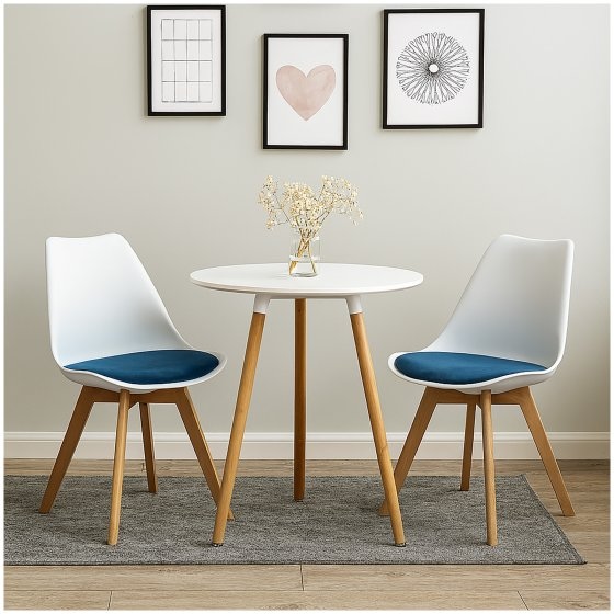 Design-Stühle mit Kunststoffschale und Samt-Sitzki Skandinavischer Look für Esszimmer und Küche 