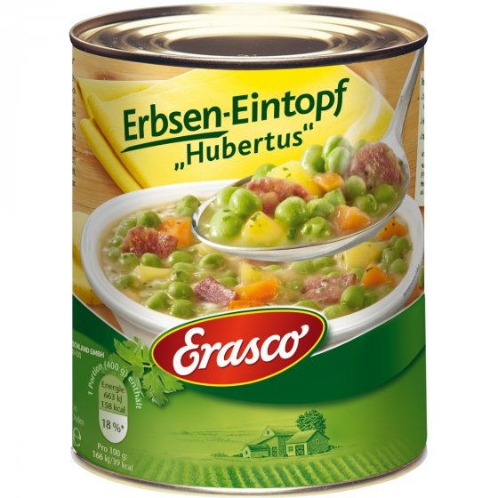 Erasco Erbsen Eintopf Hubertus mit Möhren und Rauchspeck 800g 3er Pack 