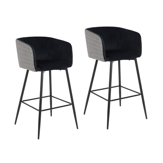Barhocker Delray Hahnentritt Schwarz-Weiß 