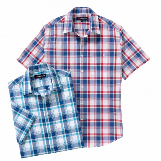Pflegeleichtes Karohemd im Set 3XL (47/48) | Rot#Blau