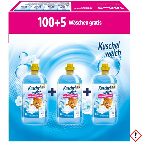 Kuschelweich Vollwaschmittel flüssig Sommerwind Duft XXL 105WL 5775ml 