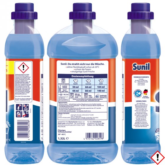 Sunil aktiv Vollwaschmittel mit Anti Grauschleier Effekt 20WL 1320ml 