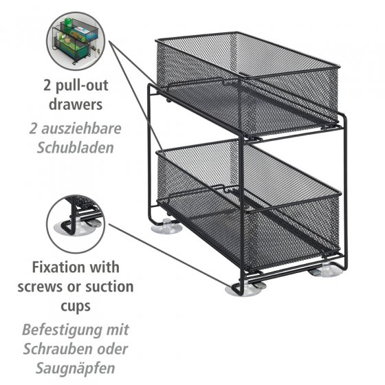 Schubladenregal Mod. Gioma Schwarz, mit 2 Etagen