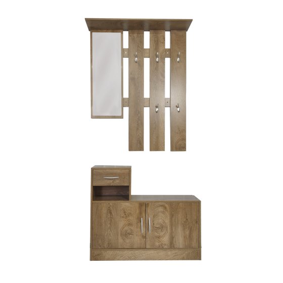 Garderobenpaneel mit Schuhschrank Thekla Eiche 