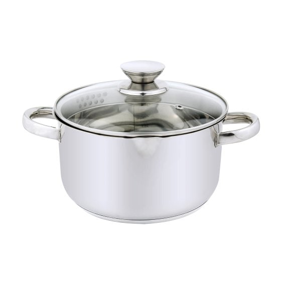 Kochtopf Edelstahl mit Metallgriff 