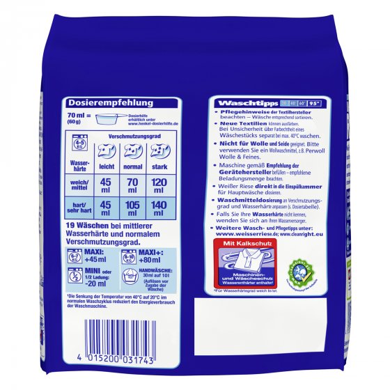 Weißer Riese Megaperls Vollwaschmittel gegen Flecken 19WL 1140g 