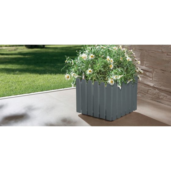 Blumentopf mit Wasserspeicher Nessa eckig grau 