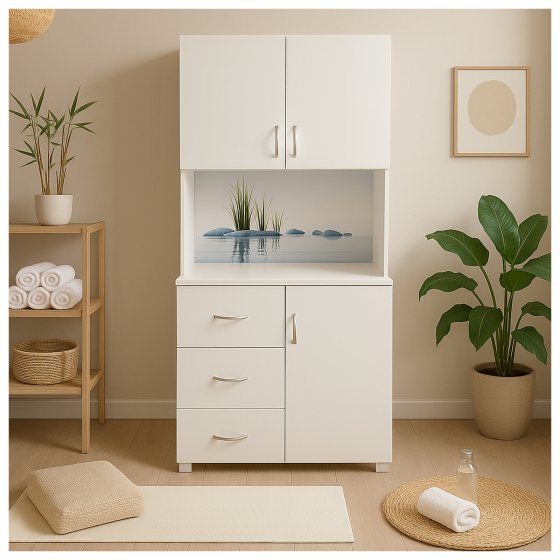 Badschrank Blanca Wellness Motiv Steine 
