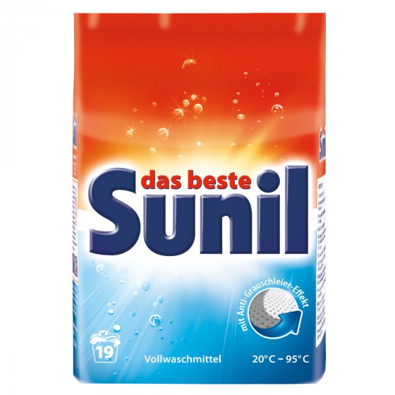 Sunil aktiv Pulver Vollwaschmittel wäscht fasertief rein 19WL 1216ml 