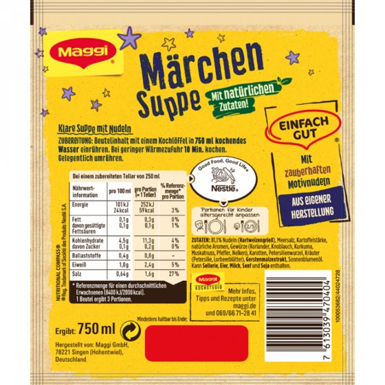 Maggi Guten Appetit Märchen Suppe mit zauberhaften Nudeln 53g 