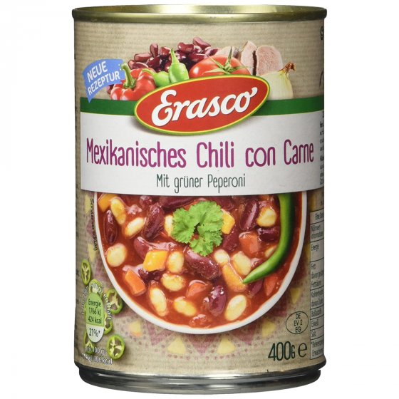 Erasco Mexikanisches Chili con Carne mit grüner Peperoni 400g 3er Pack 
