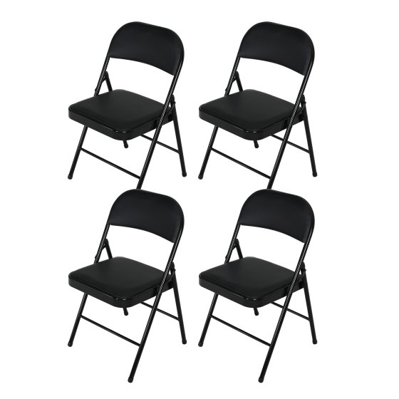 4er Set Klappstühle mit Polsterung Metallgestell und PVC Bezug 