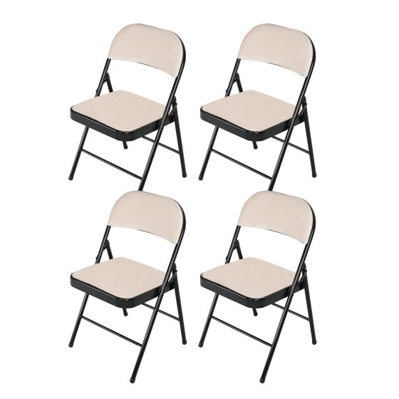 4er Set Klappstühle mit Polsterung Metallgestell und Samtbezug Beige 
