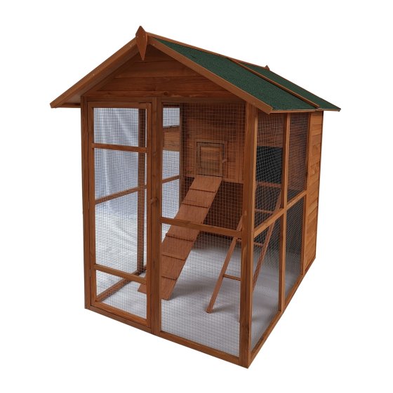 Großes Hühnerhaus mit Freilaufgehege für 6 - 8 Hühner 