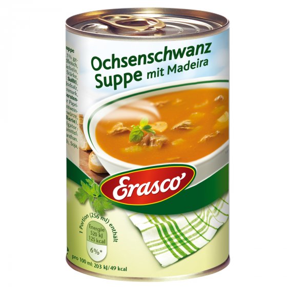 Erasco Ochsenschwanz Suppe mit Champignons und Madeira 385ml 3er Pack 