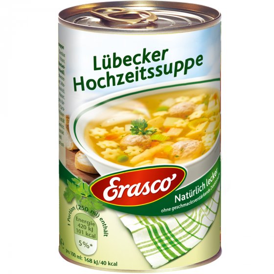 Erasco Lübecker Hochzeitssuppe mit klößchen und Gemüse 390ml 3er Pack 