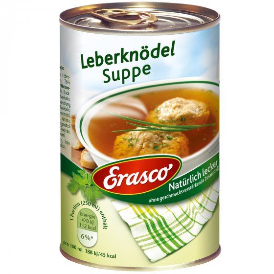 Erasco Leberknödel Suppe typisch bayrisch pikante Würze 395ml 3er Pack 