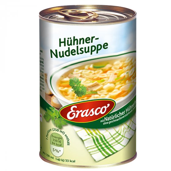 Erasco Hühner Nudelsuppe gutes Gemüse und Hühnerfleisch 390ml 3er Pack 