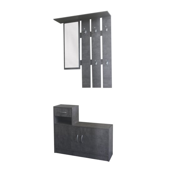Garderobe Beton mit Spiegel Schrank und Ablage für Flur Diele oder Eingangsbereich 