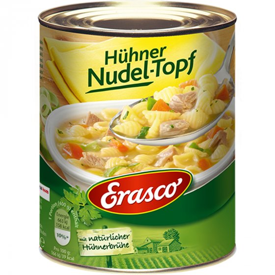 Erasco Hühner Nudeltopf zartes Hühnerfleisch mit Nudeln 800g 3er Pack 