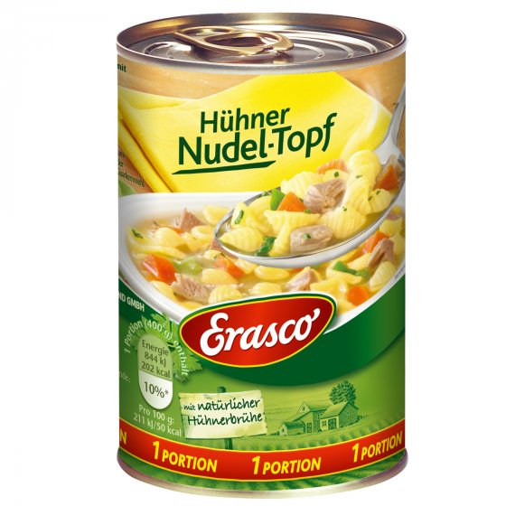 Erasco Hühner Nudeltopf zartes Hühnerfleisch mit Nudeln 400g 3er Pack 