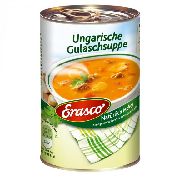 Erasco Ungarische Gulaschsuppe fein mit zartem Fleisch 390ml 3er Pack 