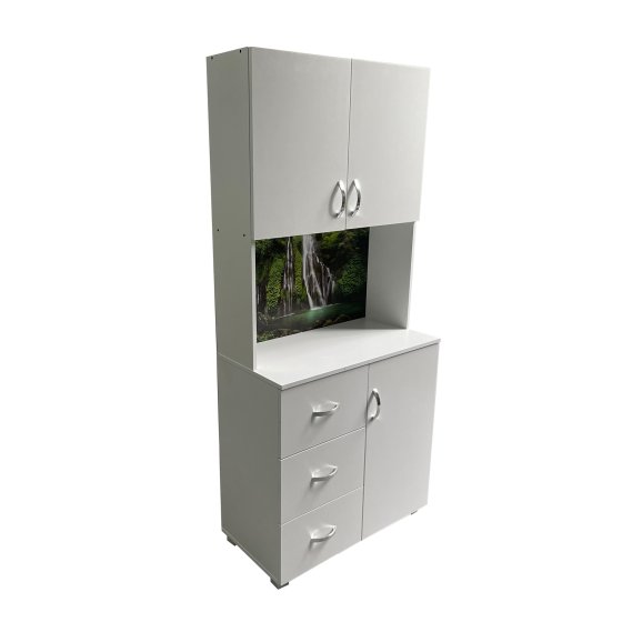 Schrank mit bedruckter Rückwand Wasserfall 