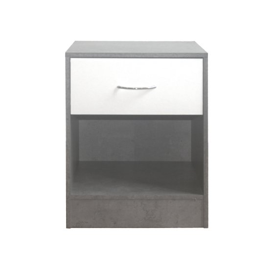 Nachtschrank 2er Set Thekla Beton/Weiß 