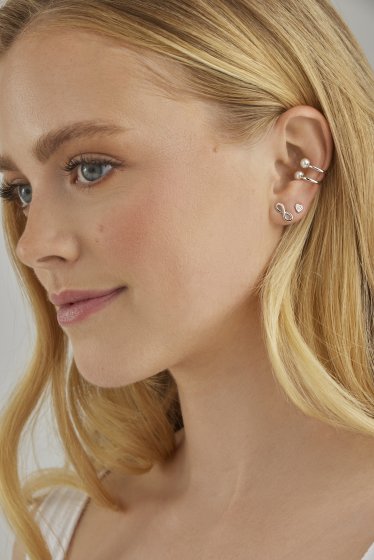 Ohrstecker 925/- Silber rhodiniert Herz Zirkonia 